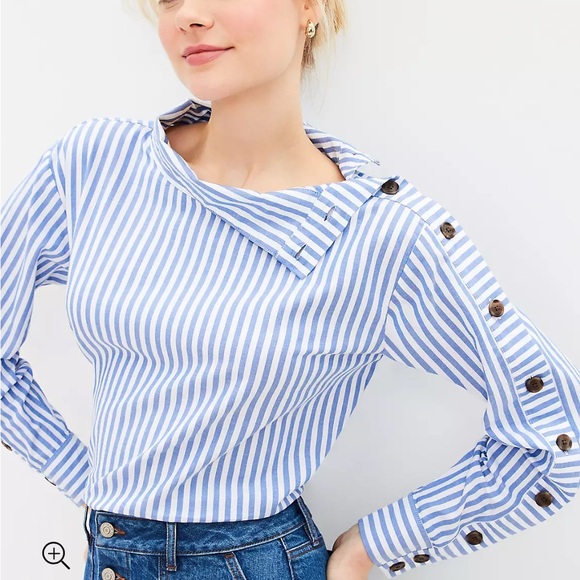 LOFT Tops - Perfectly Preppy Loft Striped Blouse with Full Button sleeve